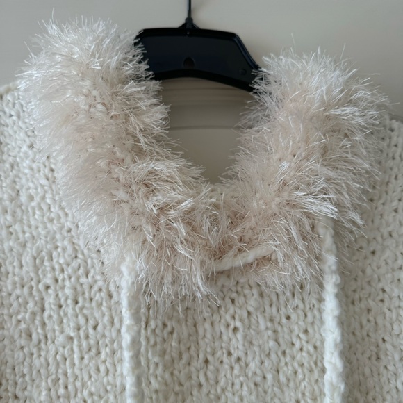 Handmade Soft Knit Sweater Long Sleeve Fringe Tassel Hoodie Outerwear White OS/M - Picture 3 of 4